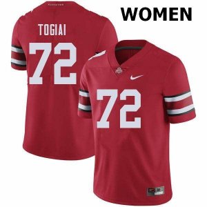 Women's Ohio State Buckeyes #72 Tommy Togiai Red Nike NCAA College Football Jersey Official NMT0444WM